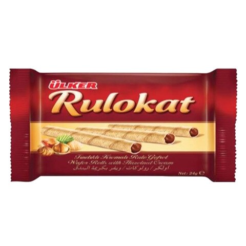 Ulker Rulokat Hazelnut Cream Wafer Rolls 24g