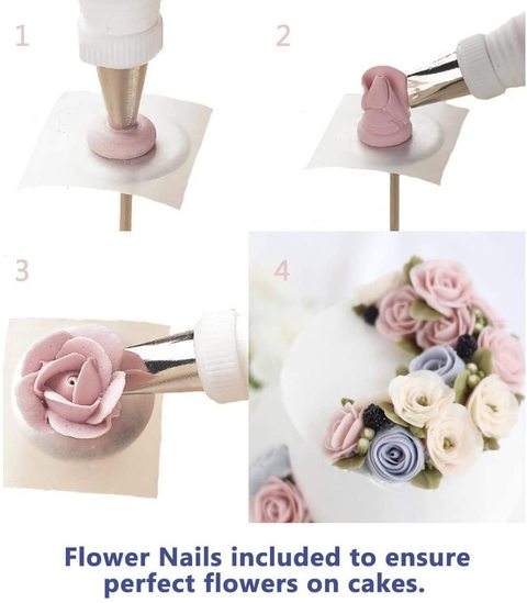 Beauenty - 38Pcs Cake Decorating Tools Icing &amp; Cream Piping Nozzles With Coupler, Flower Nail And Pastry Bags