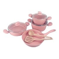Avci Home Maker Hella Ceramic Coating Cookware Set Pink 9 PCS