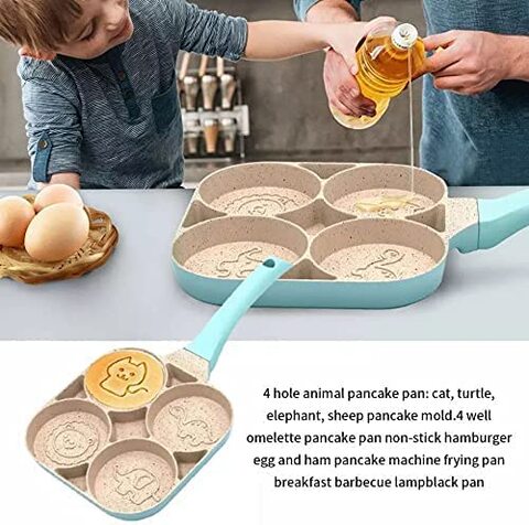 Atraux Non-Stick 4-Hole Granite Pan For Omelet &amp; Pancakes