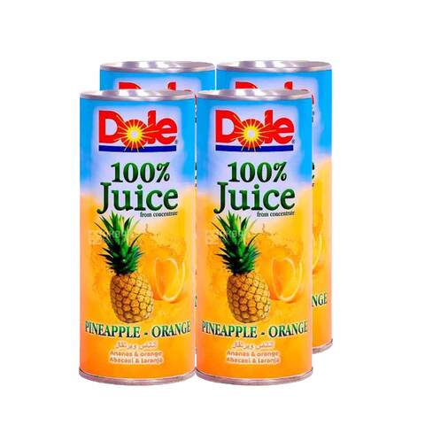 Buy Dole Pineapple And Orange Juice 250ml Pack of 4 in Saudi Arabia