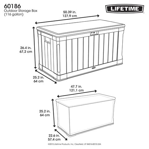 Lifetime 60186 Heavy-Duty Outdoor Storage Deck Box, 116 Gallon, Desert  Sand/Brown