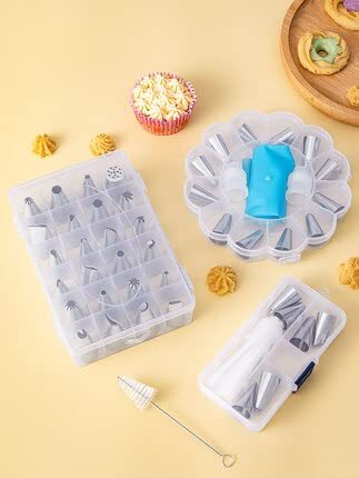 Generic 24-Head Small Mounting Nozzle Set Piping Tips Baking Supplies Set, Pieces Cake Piping Nozzles Tips Kits With 20 Mounting Reusable Piping Bags Icing Bag And 1 Converter + Nozzle Brush