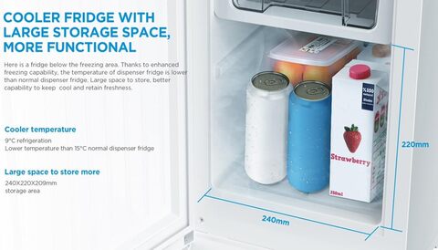 Top loading water cooler with store mini fridge