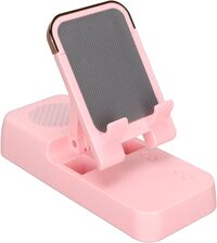 Atraux Cell Phone Stand, Adjustable Phone Holder For Desk With Anti-Slip Base &amp; Bluetooth Speaker (Pink)