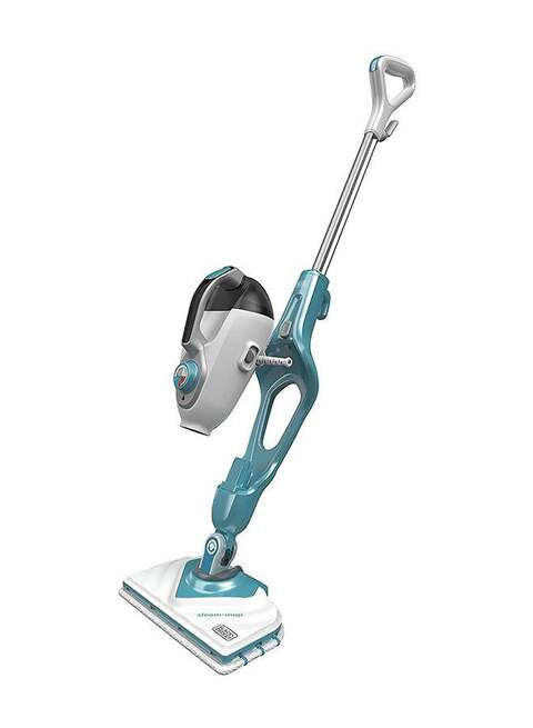 Black &amp; Decker 2 In 1 Steam Mop With Delta Head And Steamitt Features 500ml, 1600 W, BhSM1615DAM-GB, White/Blue