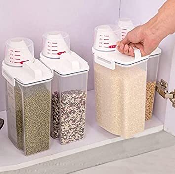 Cereal Storage Container, Kitchen Organizer With Measuring Cup, Airtight  Seal Lid, Suitable For Cereal Flour Rice Beans And Other Foods