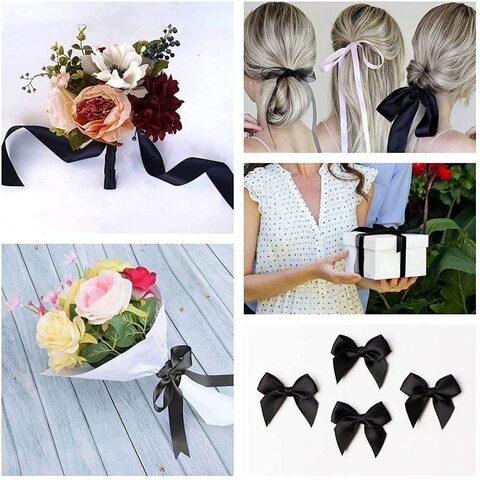 Ribbli Black Satin Ribbon Double Faced Satin 1/2 inch x Continuous 50  Yards-Black Ribbon for Gift Wrapping Crafts Wedding Decoration Bows Bouquet