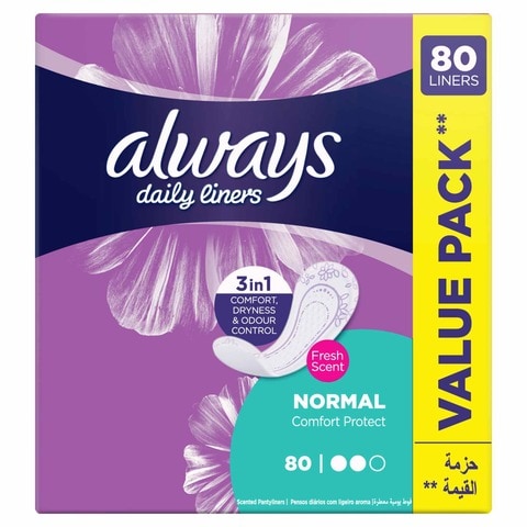 Always Dailies Singles Normal To Go Scented Panty Liners