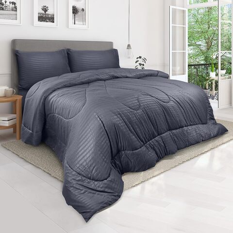 Superior Microfiber Down Alternative Medium Weight Striped Comforter