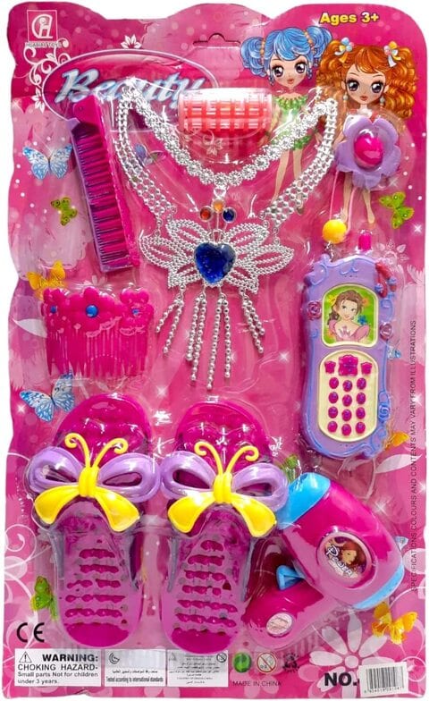 Buy Party Time 8pcs Set of Dress Up Accessories Cute Little Girls Doll Beauty Fashion Toy Kit Parlor Play Set Girls Accessories Gift Set Online - Shop Toys & Outdoor