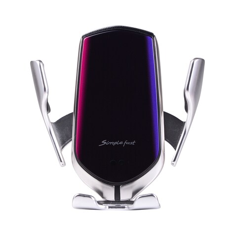 KKmoon - R2 Smart Sensor Wireless Car Charger Auto-Induction Auto Clamp Clamping Type-C Wireless Charging Car Phone Charger Mount with Charging Cable Air Outlet Holder Compatible with iPhone Samsung HUAWEI