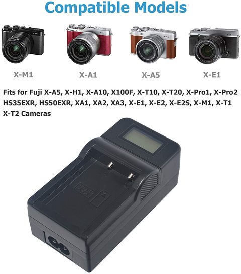 DMK Power NP-W126S/NP-W126 TC1000 LCD Travel Battery Charger for Fujifilm NP W126S/NP W126 FinePix X-Pro1 X-Pro2 HS35EXR XR X-A1 X-A2 X-E1 X-E2 X-M1 X-T1 X-T2 X-T10 X-T20 X-H1
