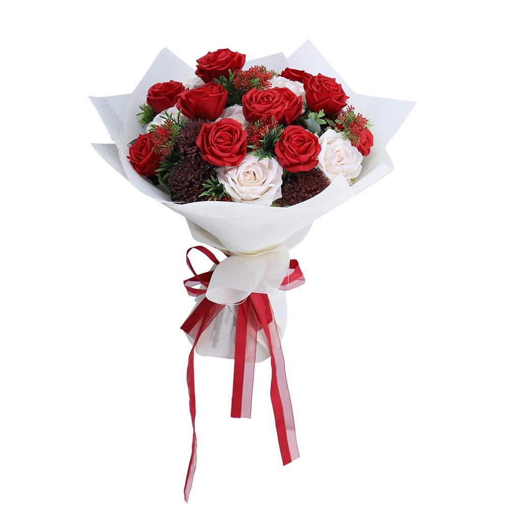 Buy Yatai Real Touch Artificial Rose Flowers Bouquet For Bridal Birthday Valentine Rsquo S Day Gift White Red Online Shop Home Garden On Carrefour Uae