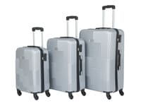 Senator Hard Case Trolley Luggage Set of 3 Suitcase for Unisex ABS Lightweight Travel Bag with 4 Spinner Wheels KH110 Silver
