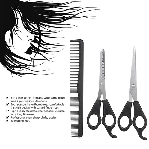 Generic-3Pcs/set Hair Cutting Thinning Scissors Set Hair Scissors Hair Comb Set Professional Hairdressing Shears With Hair Comb
