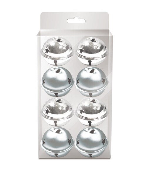 Christmas Magic Bells for Decoration 8 Pieces- 4 cm Size- Silver