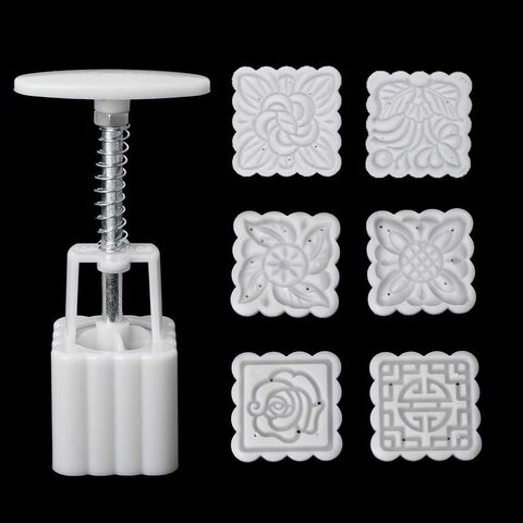 3D Cookie Cutter Press Flower Moon Cake Mold with Set 6 Pcs Pattern Baking Accessories for Pastry Mold Bakware