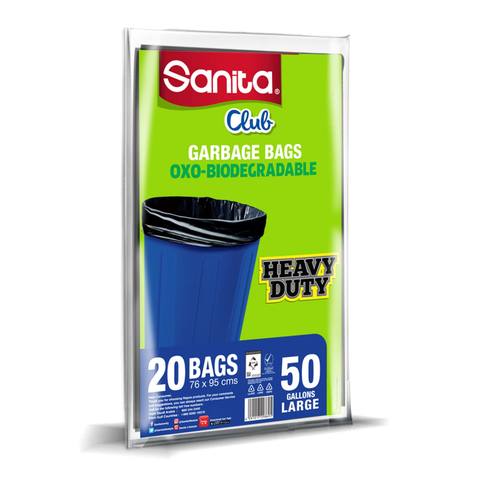 Sanita Club Garbage Bags Biodegradable 50 Gallons 20 Bags
