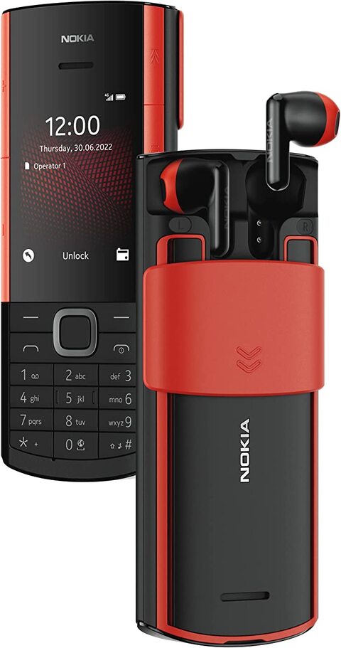 Nokia 5710 Xpress Audio Feature Phone with built-in wireless earbuds, 4G Connectivity, MP3 player, wireless FM radio, dedicated music keys and long-lasting battery (Dual SIM) - Black