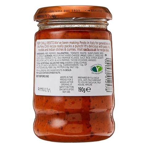 Sacla Italia Chilli Fiery Pesto Sauce 190g