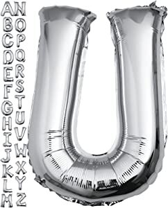 40 Inch Silver Letter A Balloon, Big Size Alphabet Foil Mylar Helium Balloons for Birthday Party Celebration Wedding Anniversary Baby Shower Decorations Supplies Alphabet U