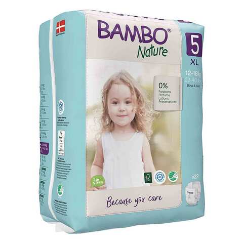 Bamboo Nature Diaper Extra Large Size 5 12-18kg 22 Piece