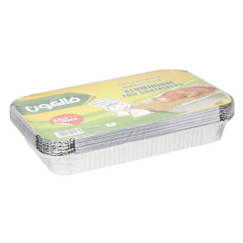 Falcon Rectangle Aluminium Foil Disposable Containers With Lid Silver 2L 10 PCS