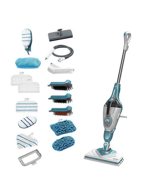 Black &amp; Decker 2 In 1 Steam Mop With Delta Head And Steamitt Features 500ml, 1600 W, BhSM1615DAM-GB, White/Blue