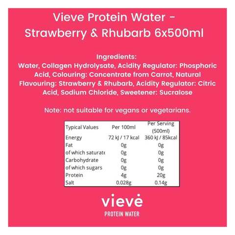 Vieve Strawberry And Rhubarb Protein Water 500ml