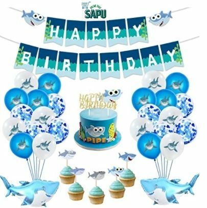 Buy Sapu Birthday Party Decoration For Boys Kids Set 48 Pcs Baby Shark Party Supplies Kits With Happy Birthday Banner 20 Cupcake Toppers 26 Birthday Balloons 1 Shark Felt Garland Online Shop