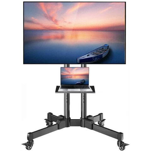 Mobile TV Cart, Rollable TV Stand For 32-70&quot; LCD LED OLED Flat Screen TV With Curved Screens up to 40kg, Height Adjustable, Portable TV Stand with Wheels