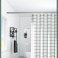 Rubik Shower Curtain Rod Adjustable 90-160cm Extendable Length Telescopic Tension Bar Stainless Steel No Drill Type for Bathroom Shower Bathtub Cabinets Balcony (90cm to 160cm)