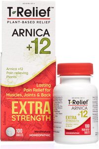 Medinatura T-Relief Extra Strength Pain Relief Arnica +12 Fast-Acting Natural Relieving Actives Help Reduce Back Pain, Joint Soreness, Muscle Aches &amp; Stiffness, Gluten-Free, 100 Tablets
