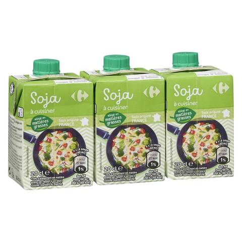 Carrefour Low Fat Soya Cream 200ml Pack of 3