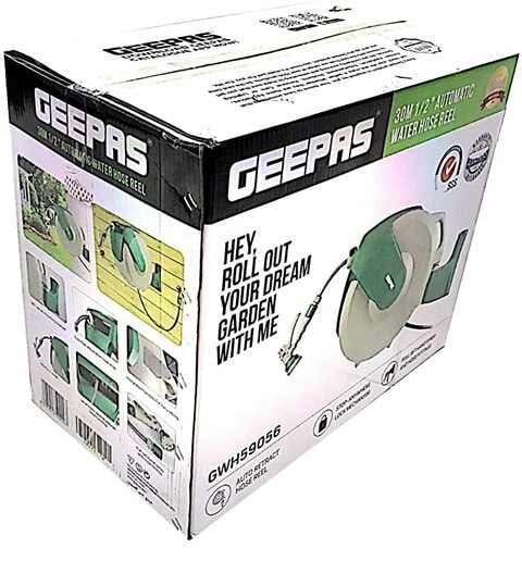 Buy Geepas Automatic Retractable 30 Meter Water Hose Reel Wall Swivel  Mounting Bracket With Full Set Hand Spray And Hose Fittings - Geepas Online  - Shop Home & Garden on Carrefour UAE