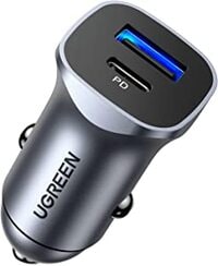 UGREEN Dual USB-C + USB-A QC 24W Aluminum Case Fast Car Charger