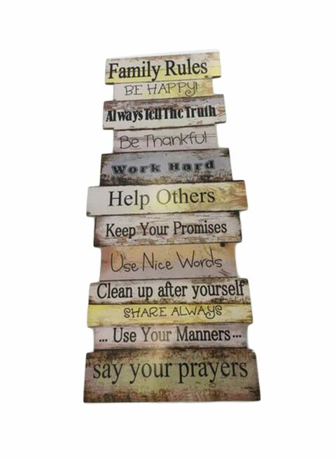 East Lady Family Rules Wall Hanging Signboard Muticolour 35 x 0.8 x 80cms