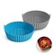Generic Silicone Air Fryer Liner 8.5Inch [Pack Of 2] Reusable Air Fryer Silicone Basket Heat Resistant Easy Cleaning Air Fryers Round Size From 3.5Ltr-6.5 Ltr Air Fryer Oven Accessories- Blue/Grey