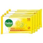 Buy Dettol Fresh Anti-Bacterial Skin Wipes Family Pack 10 wipes–Pack of 5 in Kuwait