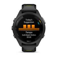 Garmin Forerunner 265S GPS Running Smartwatch, Black Bezel And Case With Black/AMP Yellow Silicone Band, 010-02810-13