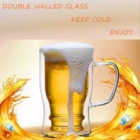 LUSHH Beer Glass Mug Insulated Mug,23 oz/650ml Double Wall Mugs Pub Glass for Cold Drink and Hot Coffee, Insulated Mugs Cup, Borosilicate Glassware Bar Glass Drinking Glasses.