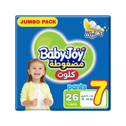 Buy Baby Joy Cullote Size 7 8-25kg Jumbo Pack White 26 Diapers Online - Shop  Baby Products on Carrefour UAE