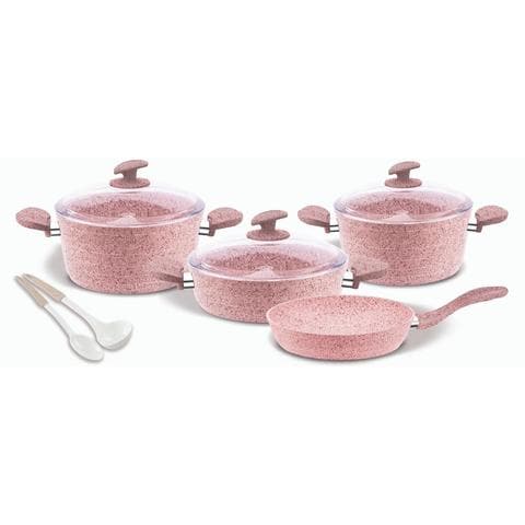 Homemaker Granitec Cookware Set 9 count Pink