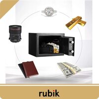 Rubik Small Safe Box with Key and Digital Security Keypad Lock for Home Office Hotel Business Jewelry Money Cash Storage - Off White