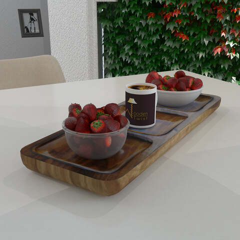 Gracia Wooden Three Sectional Serving Tray
