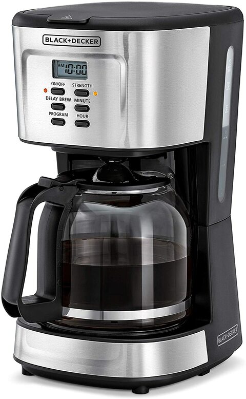 Black Decker 900W 12 Cup 24 Hours Programmable Coffee Maker With 1.5L Glass Carafe Black Dcm85 B5 2 Years Warranty