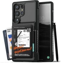 VRS Design Neo Flip Travel designed for Samsung Galaxy S23 ULTRA case cover wallet [Semi Automatic Snap door] Credit card holder Slot [2 cards] - Matte Black