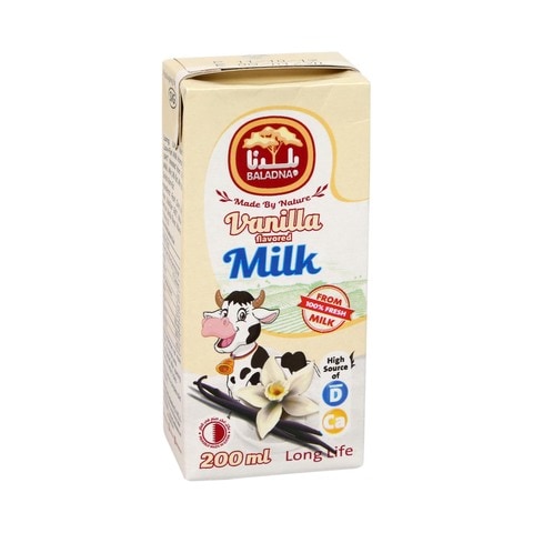 Baladna Long Life Milk Full Fat Vanilla Flavored 200ml