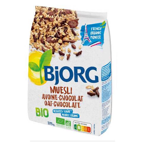 BJORG - Muesli Chocolat Bio - Aux Céréales Complètes - Sans Gluten - Riche  en Fibres - Sachet de 375 g : : Epicerie